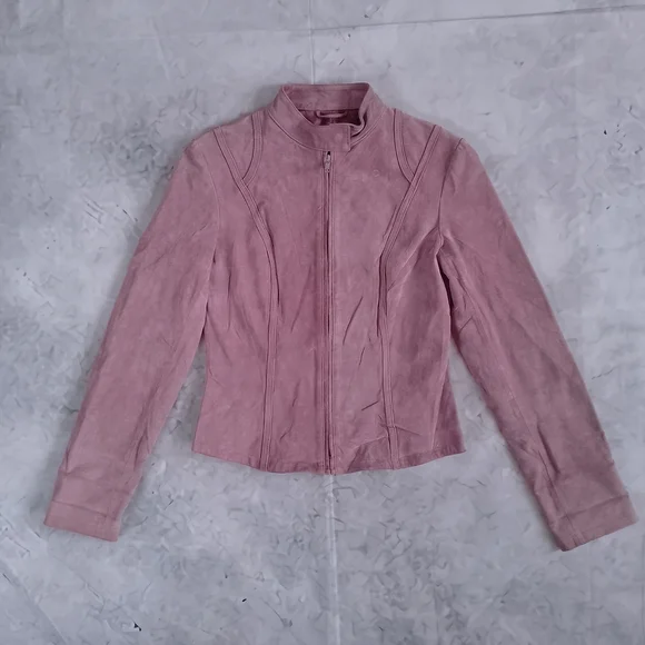 Vintage Le Chateau Pink Suede Zip-Front Jacket Motorcycle Jacket - Picture 10 of 10